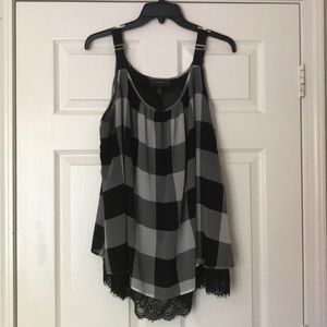 Lane Bryant Black & Gray Top with lace detail